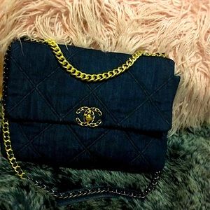 RESALE - Quilted Denim Flap Bag